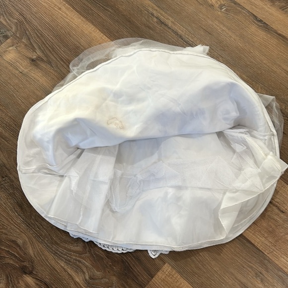 Pink butterfly asymmetrical girls white sparkle tulle floral design dress sz 2T - Picture 8 of 16